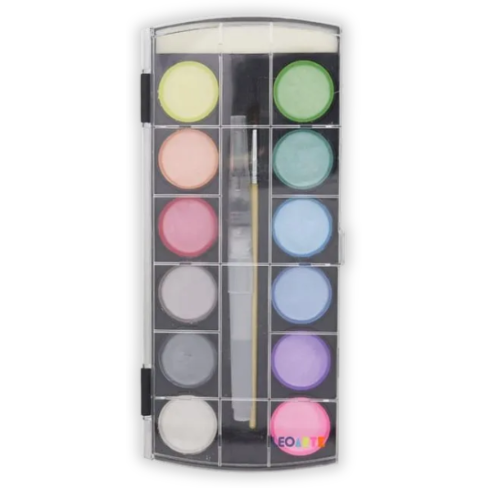 Aquarela Escolar Metálica 12 Cores + 2 Pinceis LeoArte - #2
