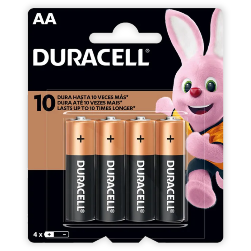 Pilha Alcalina AA 4 Unidades Duracell