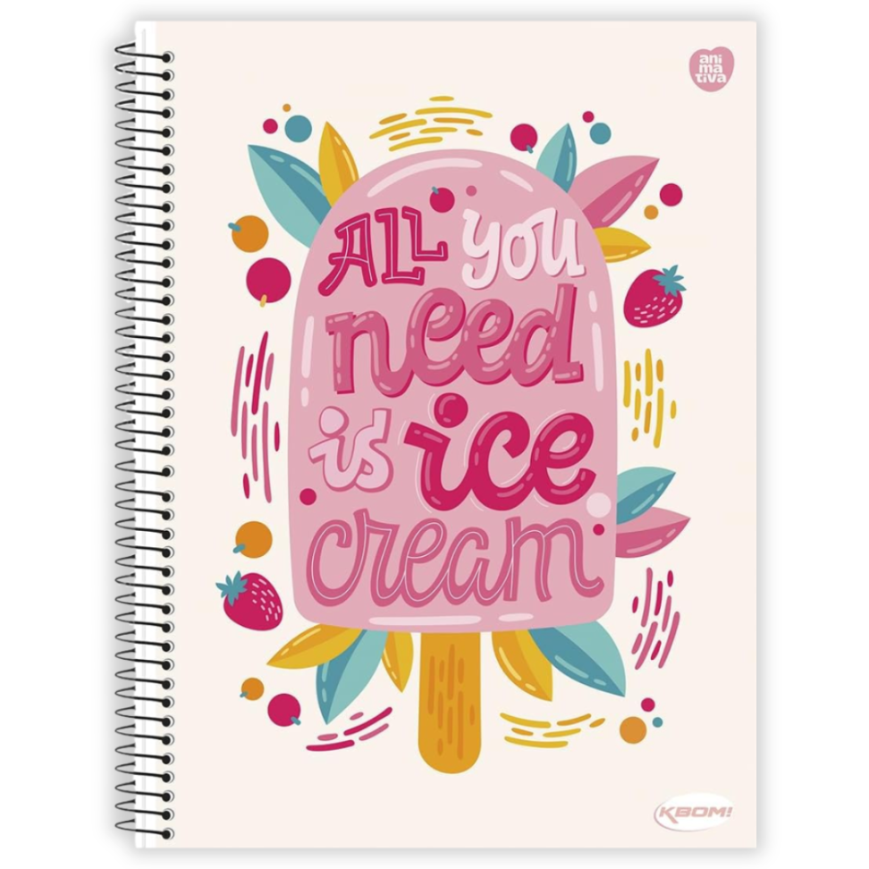 Caderno com Espiral Pequeno 1/4 KBom! Feminino Animativa - #1
