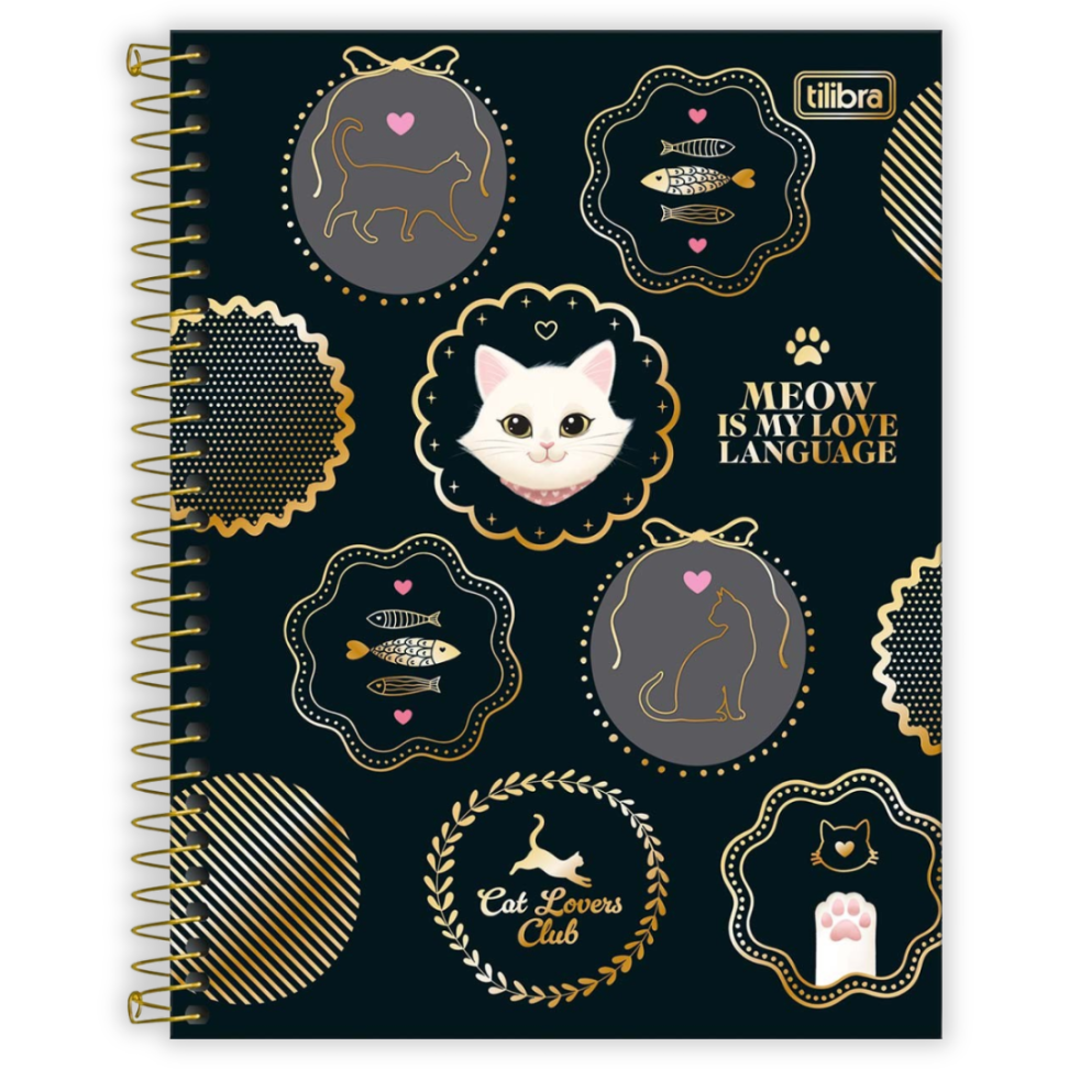 Caderno com Espiral Colegial 1 Matéria Purrfect Cats Tilibra - #1