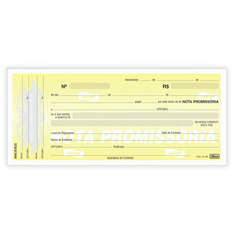 Bloco Nota Promissória 214mm x 93mm 50 Folhas Tilibra