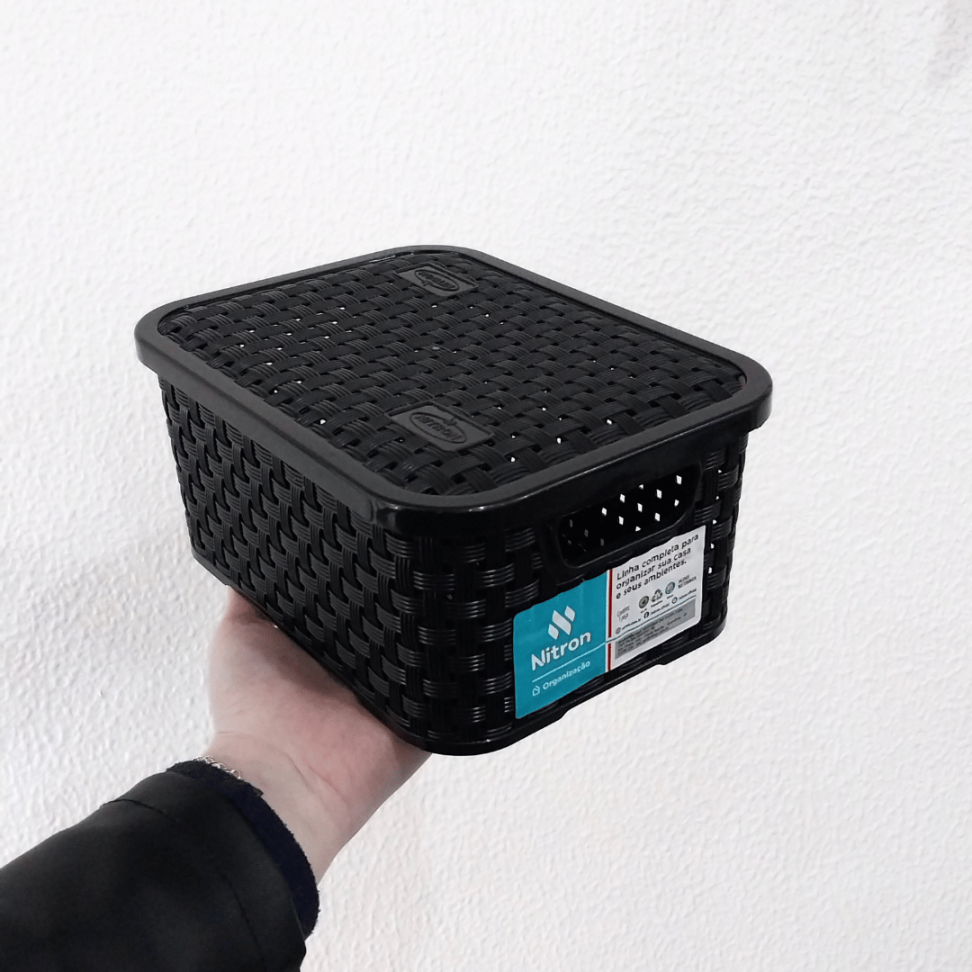 Caixa Organizadora Rattan Preto 2L Nitron - #4