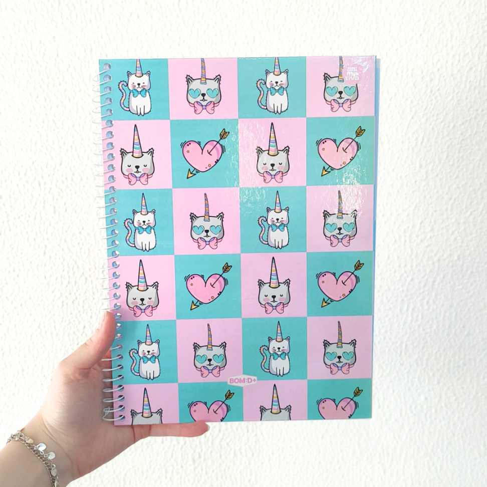 Caderno com Espiral Universitário Bom D+ Feminino 1 Matéria Animativa - #12