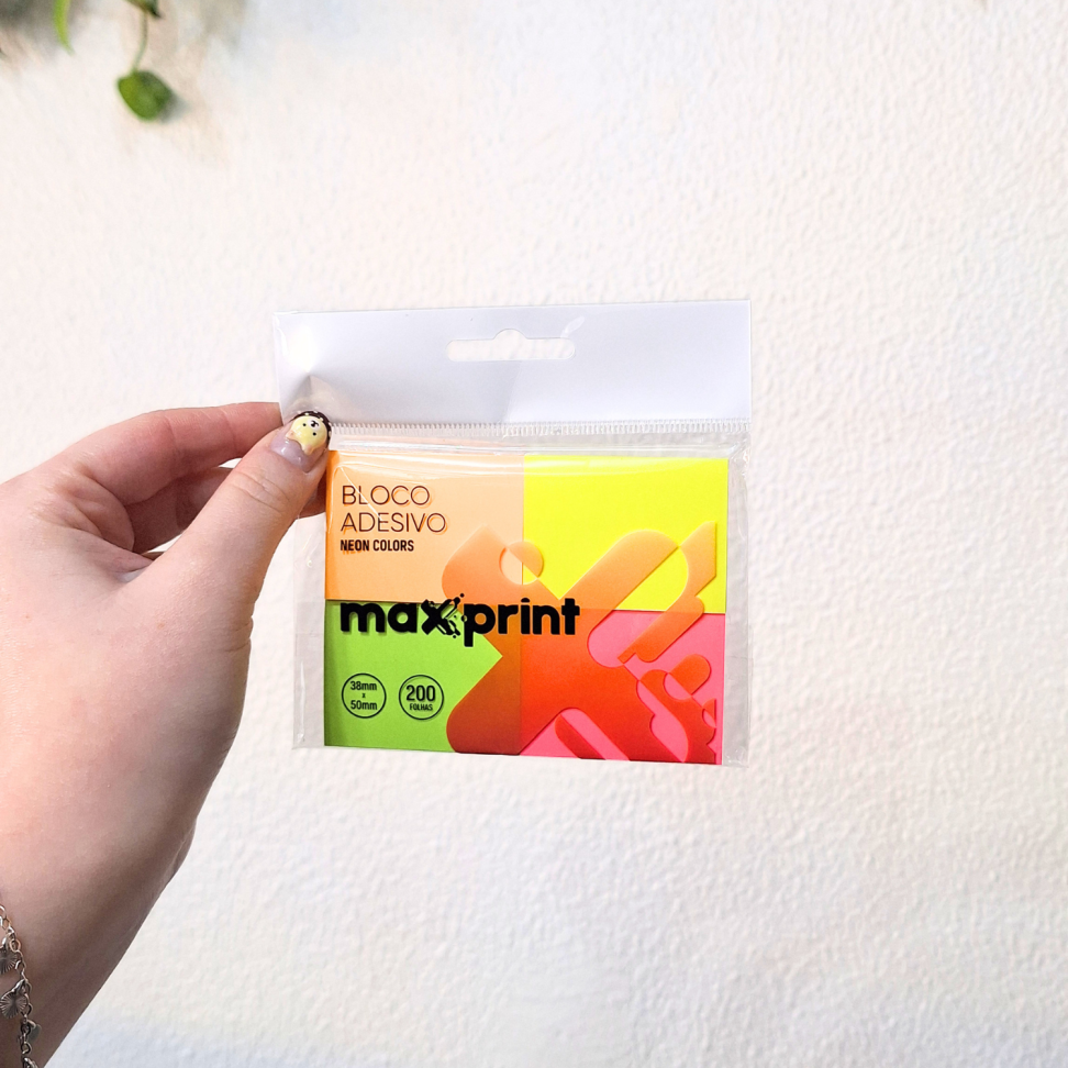 Bloco Adesivo 4 Blocos 38mm x 50mm Neon Colors 200 Folhas Maxprint - #4