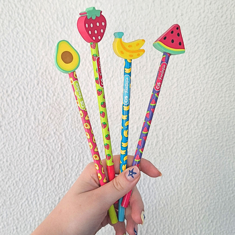 Lápis Grafite de Escrever com Borracha Ponteira Frutas Fantasia CiS - #6