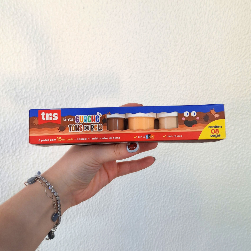 Tinta Guache 6 Cores Tons de Pele + 1 Pincel + 1 Misturador Tris - #4