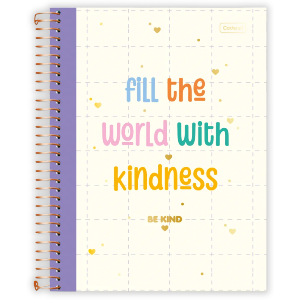 Caderno com Espiral Universitário Be Kind 1 Matéria Cadersil - #4