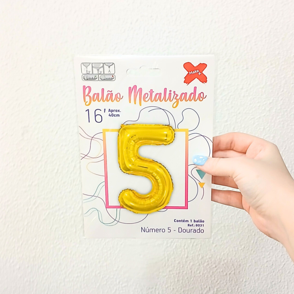 Balão Metalizado 40cm Número 5 Make+ - #4