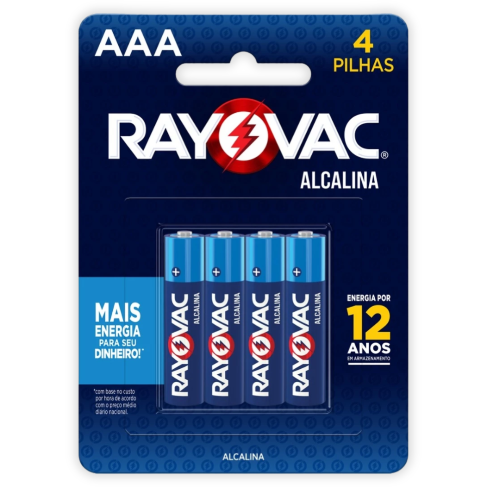 Pilha Alcalina AAA 4 Unidades Rayovac