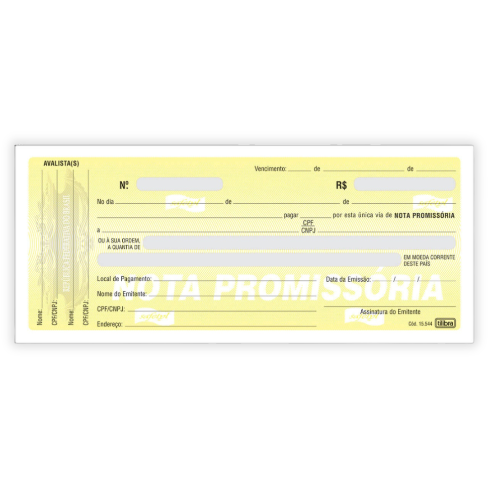 Bloco Nota Promissória 147mm x 63mm 50 Folhas Tilibra