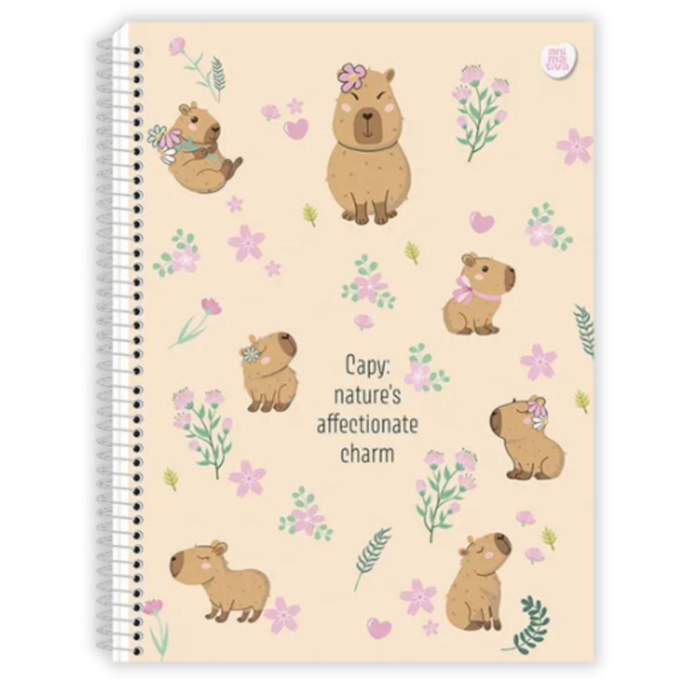 Caderno com Espiral Universitário Capycuties 1 Matéria Animativa - #1
