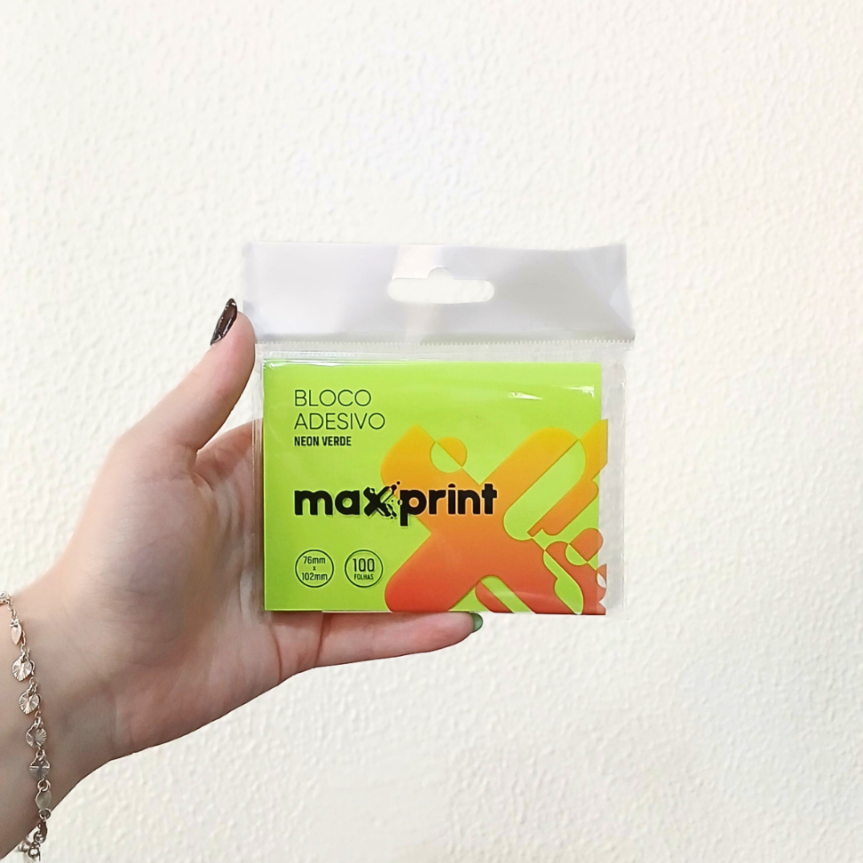 Bloco Adesivo 76mm x 102mm Neon 100 Folhas Maxprint - #8