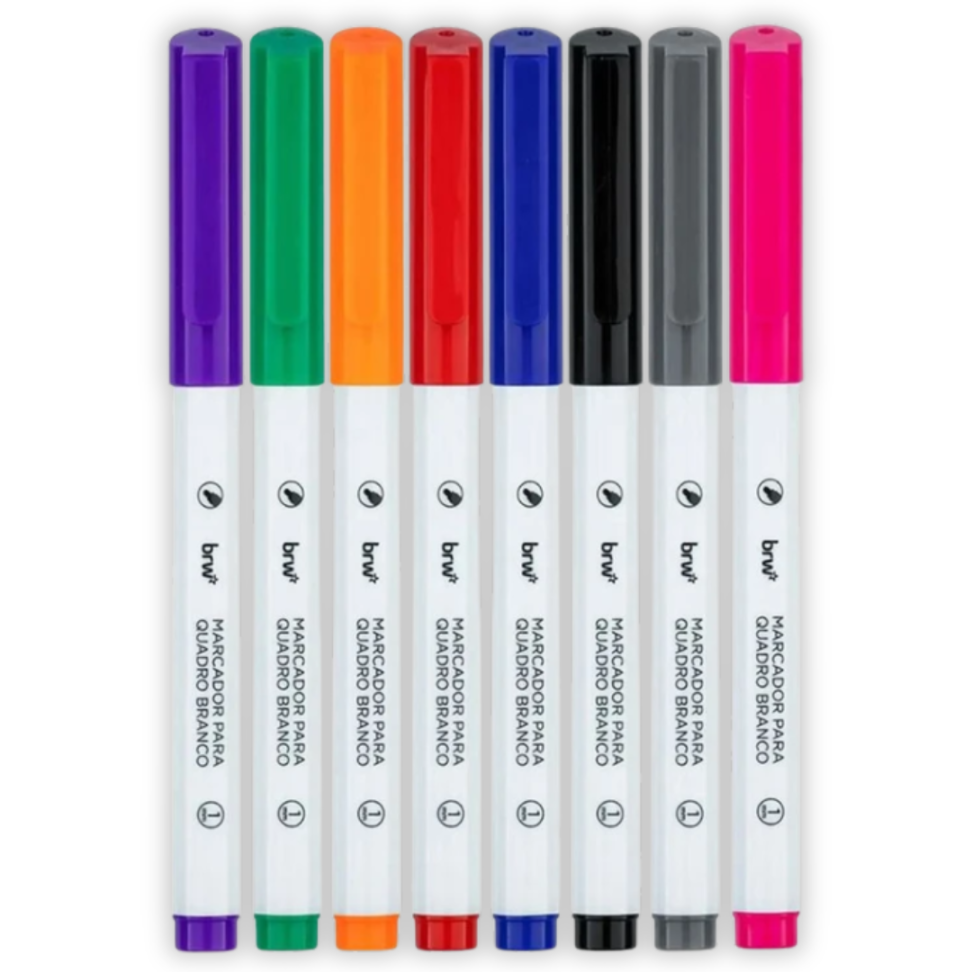 Kit 8 Cores Marcador para Quadro Branco 1.0 BRW - #1
