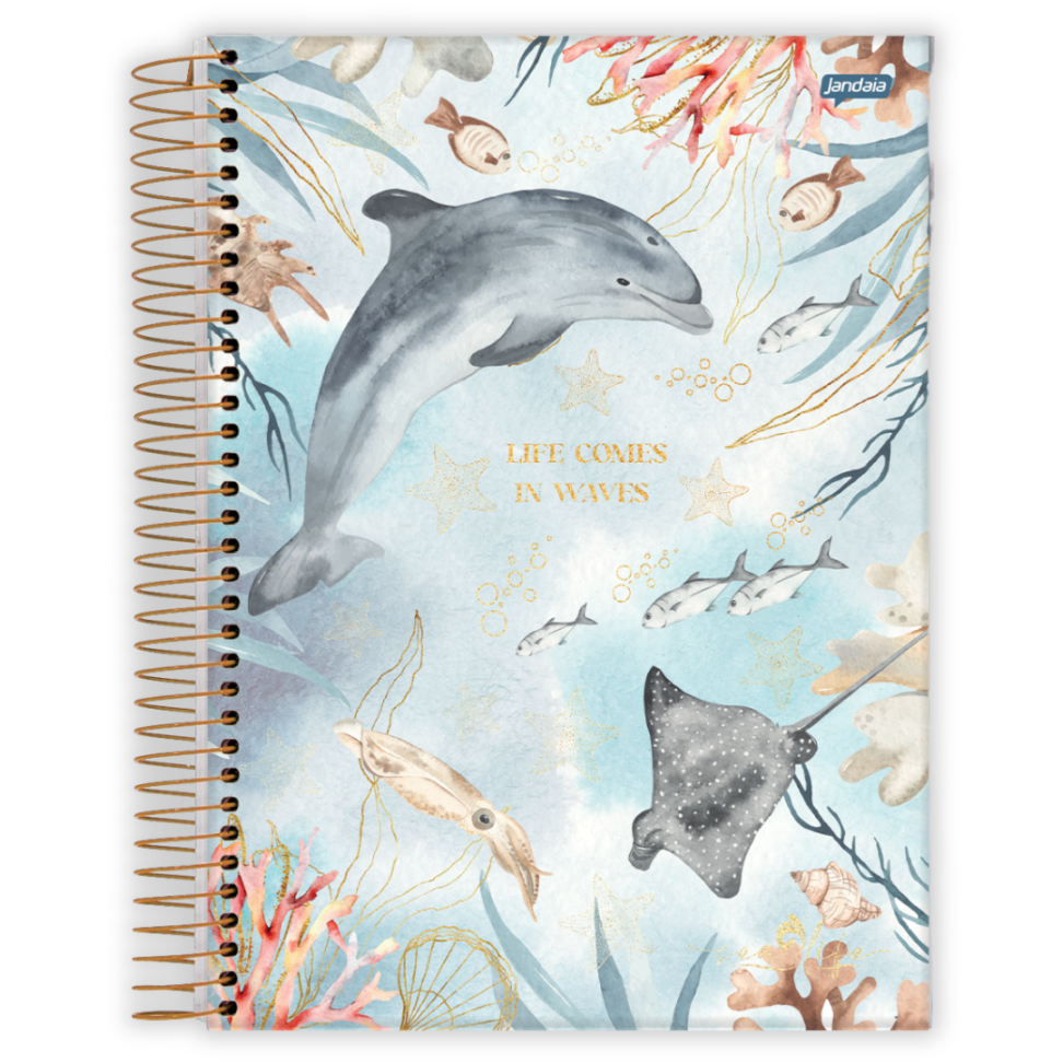 Caderno com Espiral Universitário Sea Life 10 Matérias Jandaia - #1