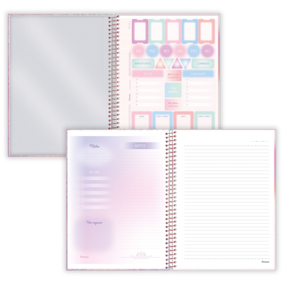 Caderno com Espiral Universitário Blush 1 Matéria Foroni - #1