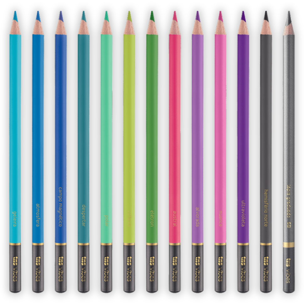 Lápis de Cor 12 Cores + 1 Lápis Grafite 6B Tons Aurora Boreal Vibes Tris - #2