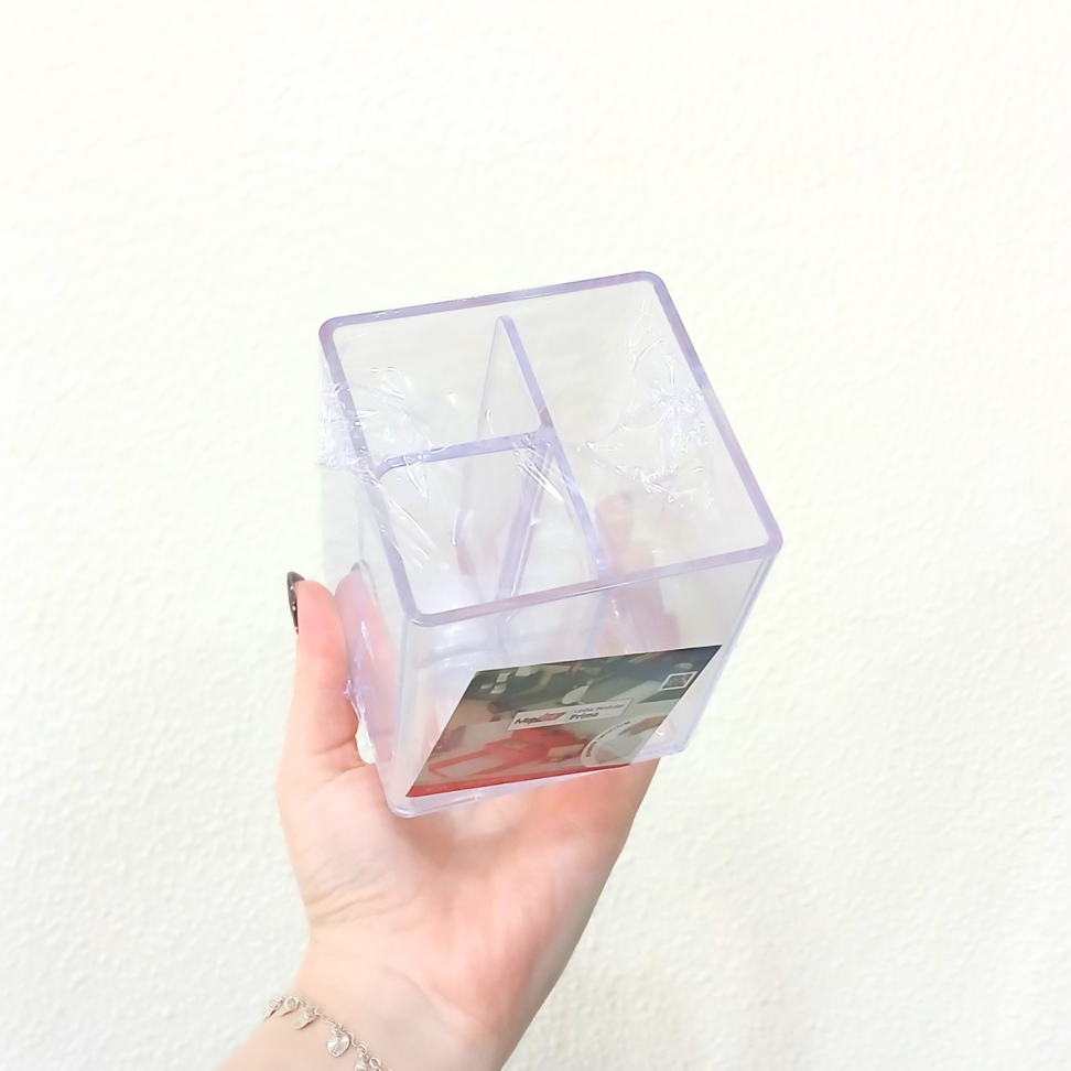 Porta Canetas Acrílico com Divisória Móvel Cristal Maxcril - #4