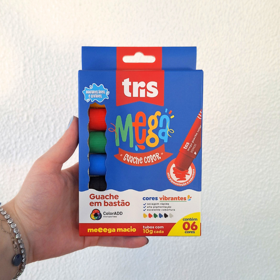 Tinta Guache em Bastão 6 Cores Mega Color ADD Tris - #4