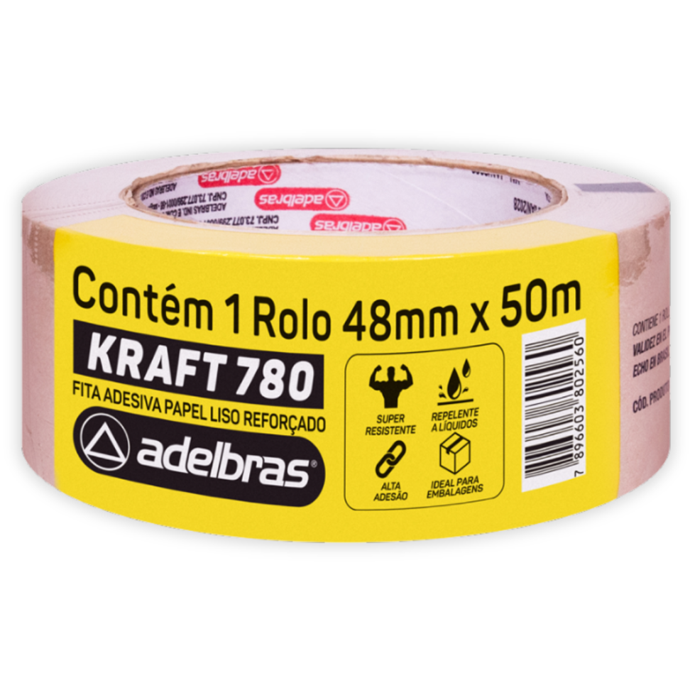 Fita Adesiva de Empacotamento Kraft 780 48mm x 50m Adelbras