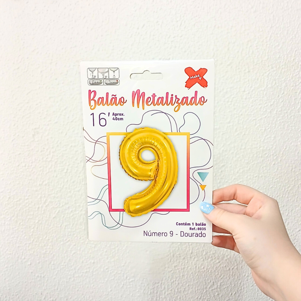 Balão Metalizado 40cm Número 9 Make+ - #4