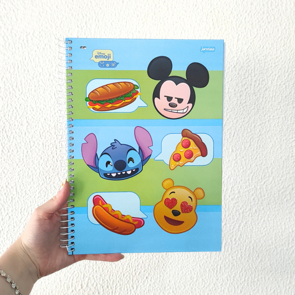 Caderno com Espiral Universitário Disney Emoji 1 Matéria Jandaia - #1