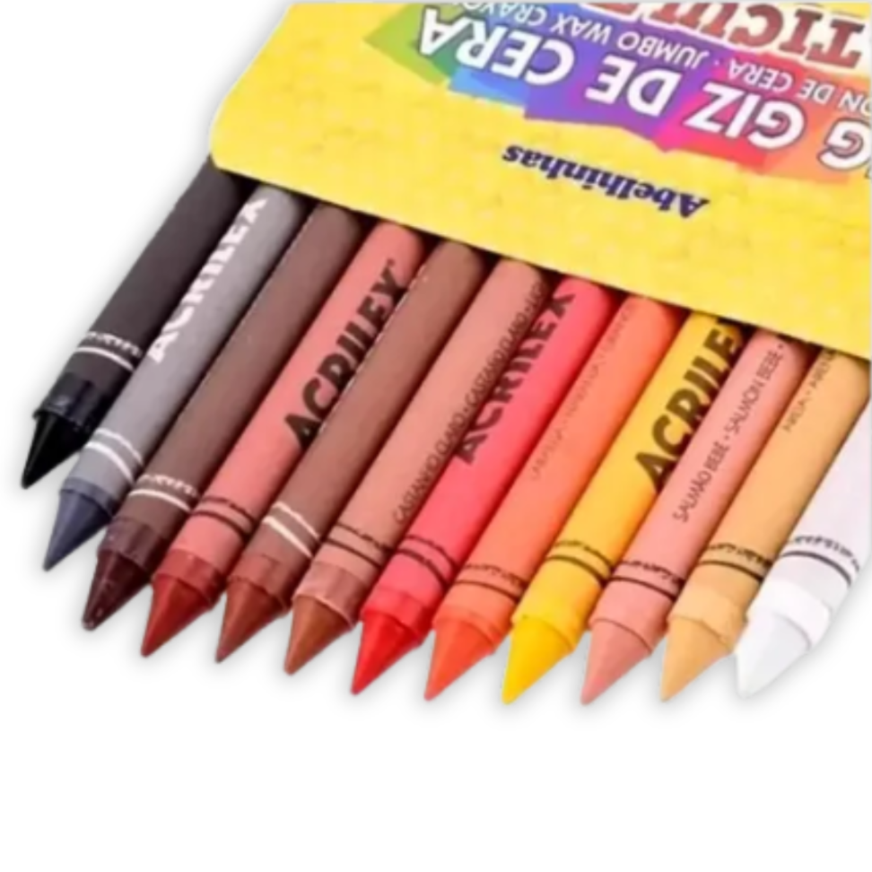 Giz de Cera Big Multicultural 12 Cores Tons de Pele e Cabelo Acrilex - #2