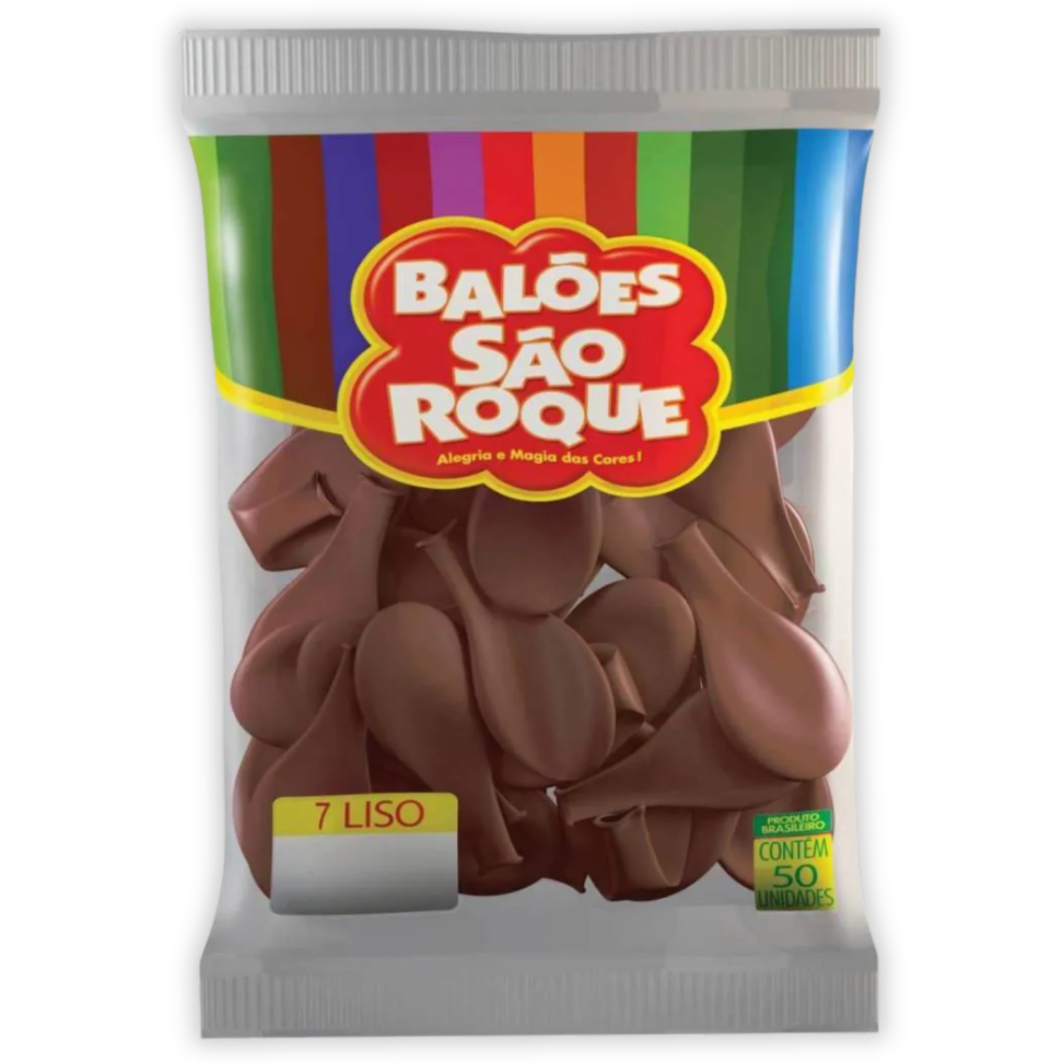 Balões Basic Marrom N.7 50 Unidades São Roque