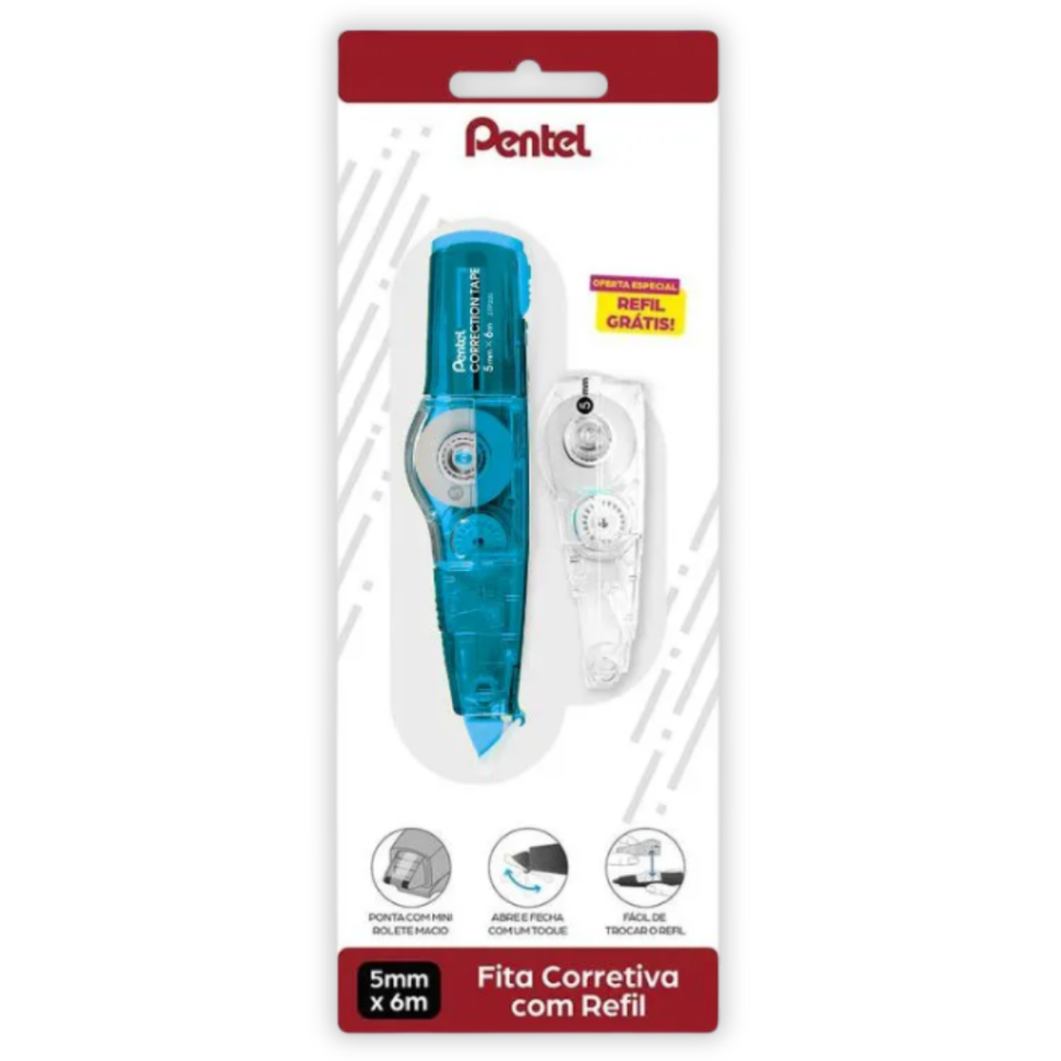 Fita Corretiva 6m x 5mm com Refil Pentel - #1