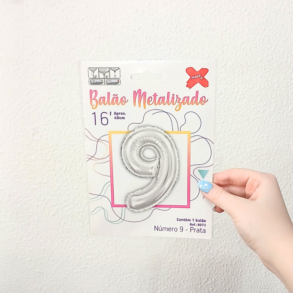 Balão Metalizado 40cm Número 9 Make+ - #5