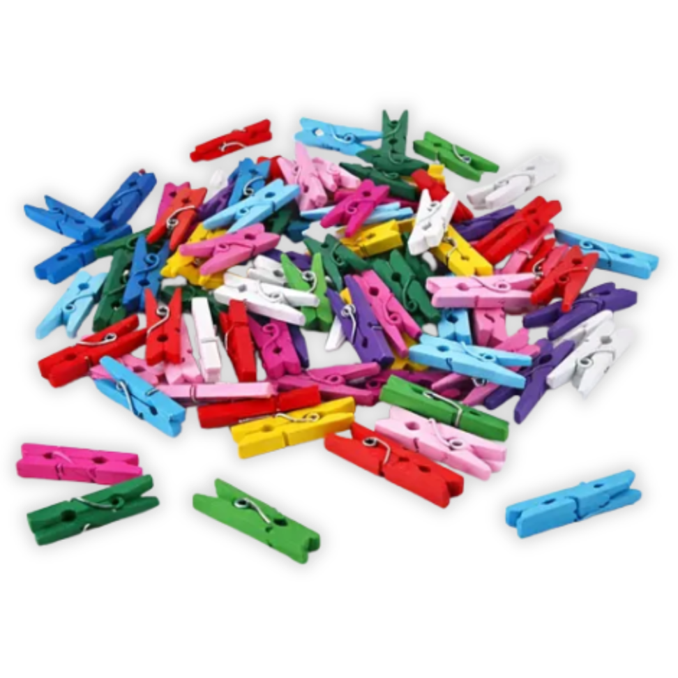 Mini Prendedor de Roupa Colorido 50 Unidades Moure Jar
