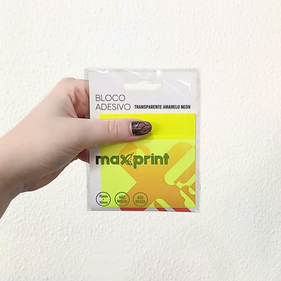 Bloco Adesivo Transparente 76mm x 76mm Neon Maxprint - #8
