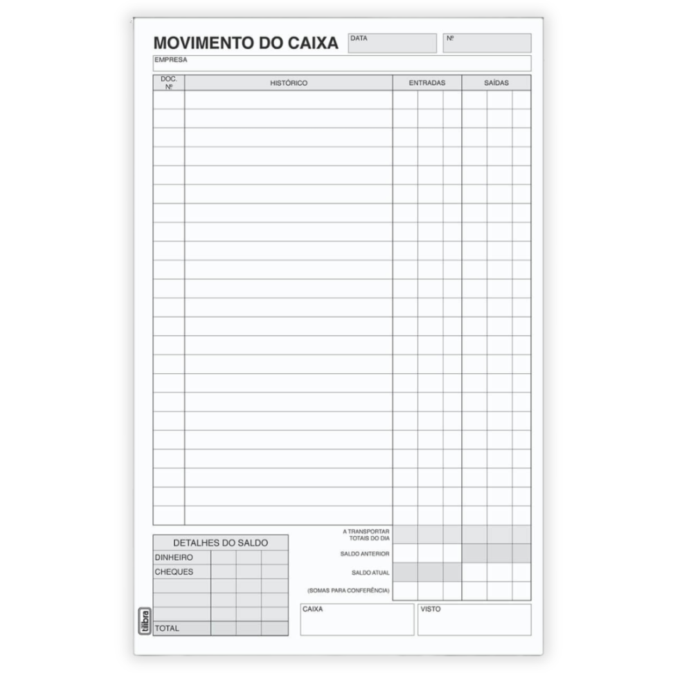 Livro Movimento do Caixa 206mm x 310mm 6x9 100 Folhas Tilibra