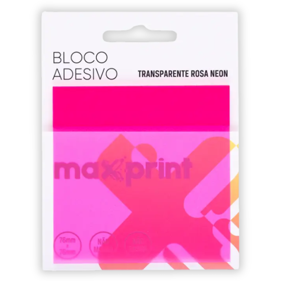 Bloco Adesivo Transparente 76mm x 76mm Neon Maxprint - #3