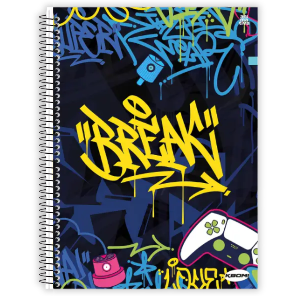 Caderno com Espiral Universitário KBom! Masculino 1 Matéria Animativa - #1