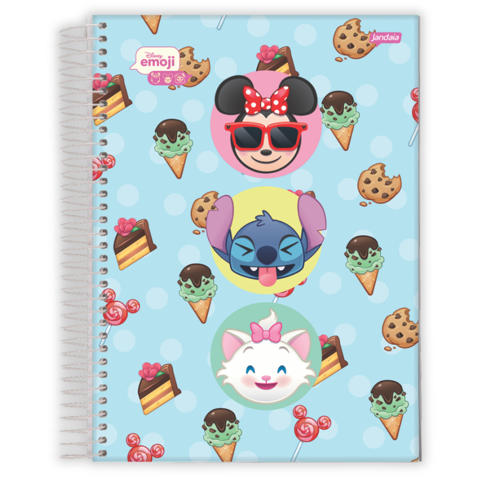 Caderno com Espiral Universitário Disney Emoji 1 Matéria Jandaia - #1