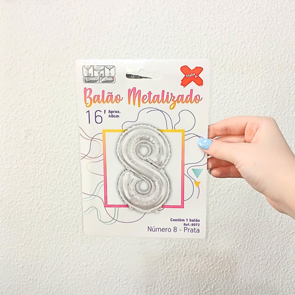 Balão Metalizado 40cm Número 8 Make+ - #5