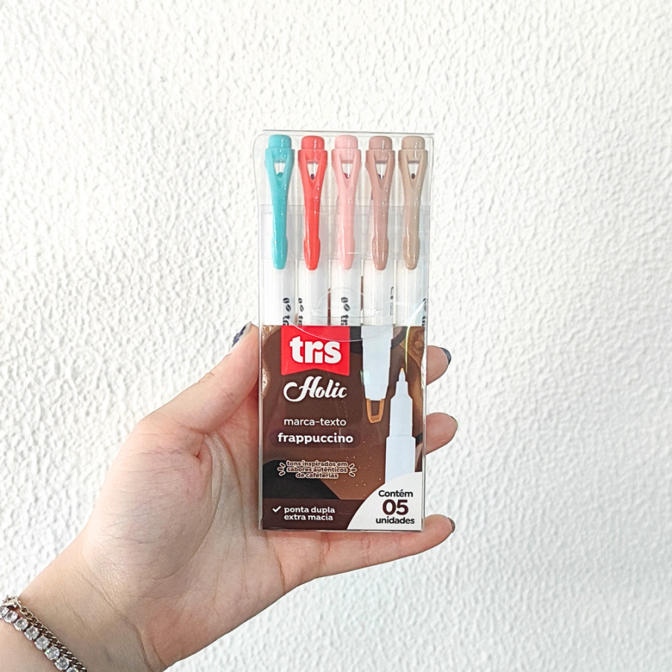 Kit Marca Texto Ponta Dupla 5 Cores Frapuccino Coffee Shop Holic Tris - #4