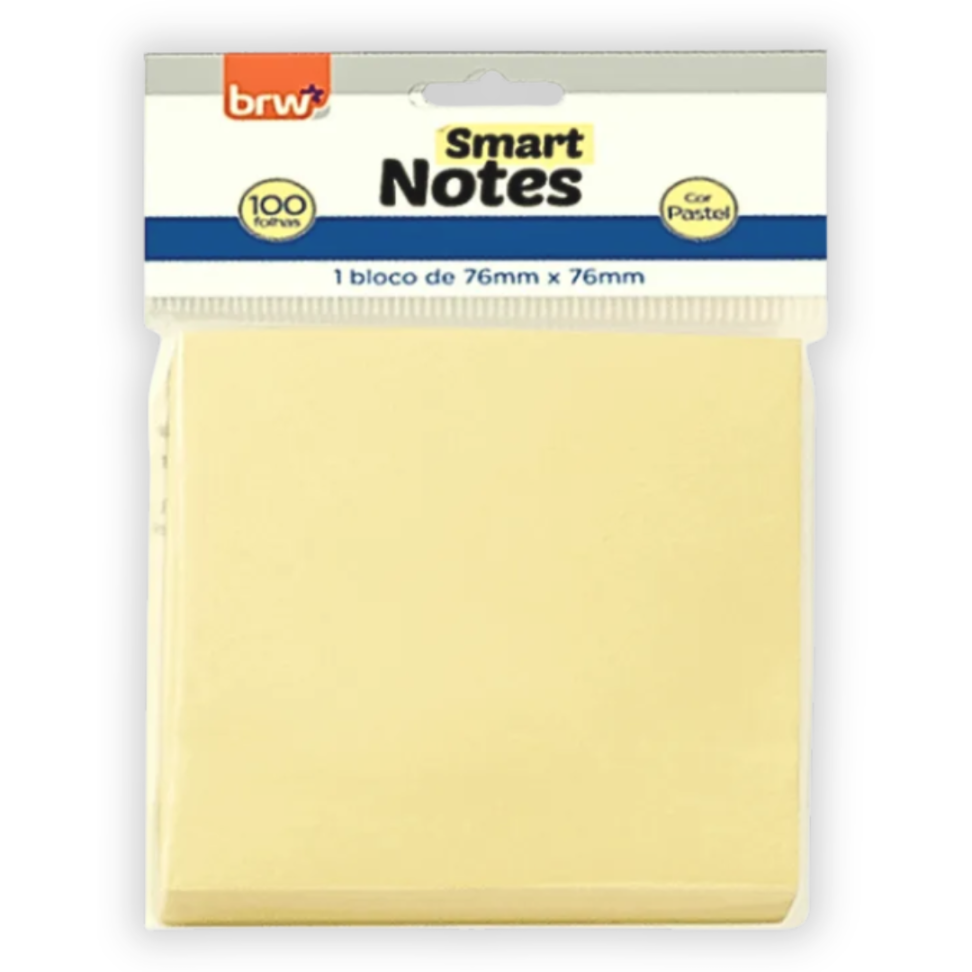 Bloco Smart Notes 76mm x 76mm Amarelo Pastel 100 Folhas BRW