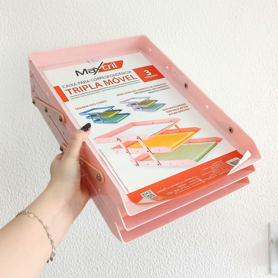 Caixa de Correspondência Tripla Móvel Rosa Pastel Maxcril - #2