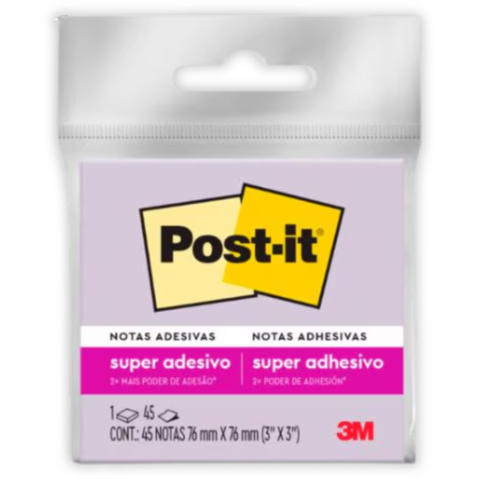 Notas Autoadesivas Post-It 76mm x 76mm Lilás 3M