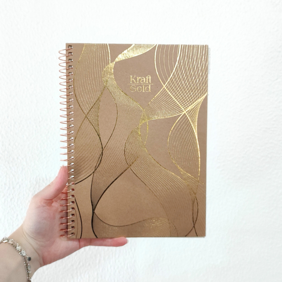 Caderno com Espiral Colegial Kraft Gold 1 Matéria Jandaia - #1