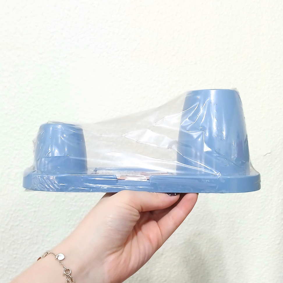 Porta Canetas Acrílico Triplo Plus Azul Pastel Maxcril - #2