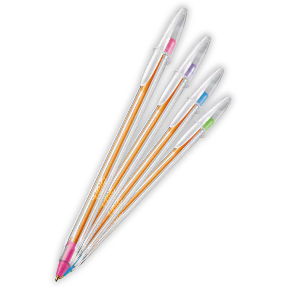 Kit Canetas Esferográficas Cristal Fashion Fina 4 Cores 0.8 Bic - #2