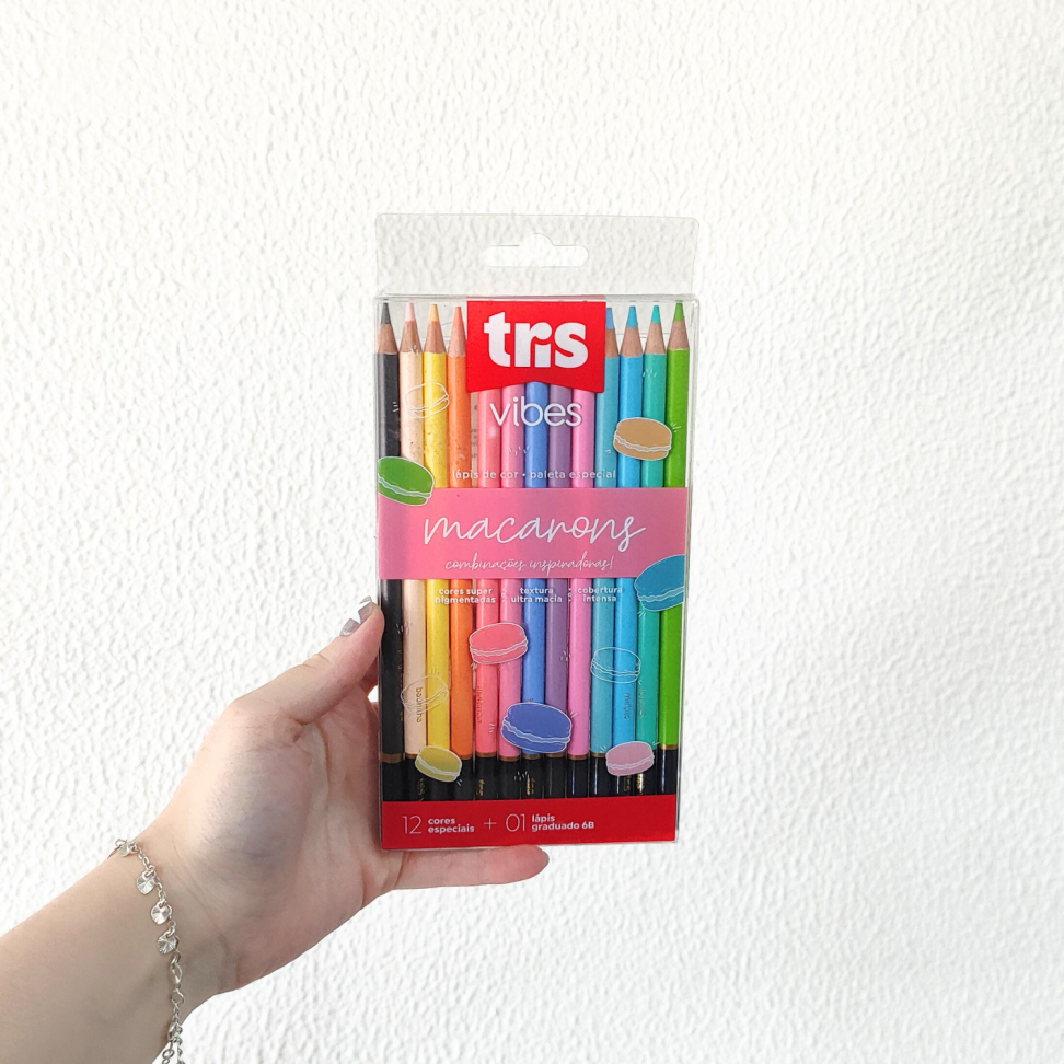 Lápis de Cor 12 Cores + 1 Lápis Grafite 6B Tons Macarons Vibes Tris - #3