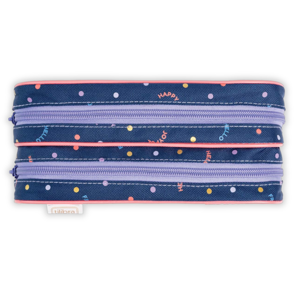 Estojo Duplo Azul Dots Académie Tilibra - #1