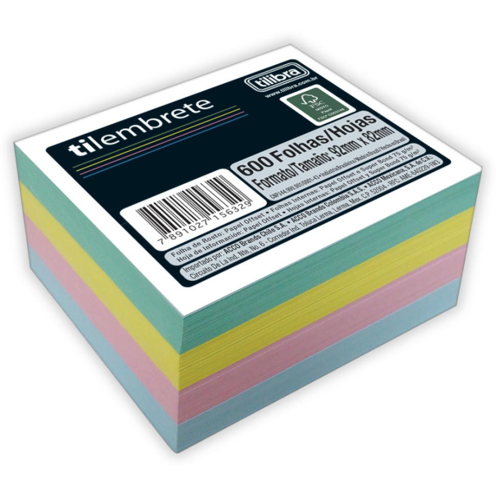 Bloco Adesivo Tilembrete 92mm x 82mm 4 Cores Tilibra
