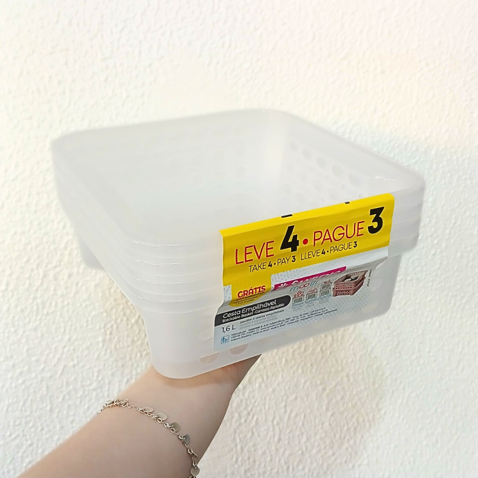 Cesta Empilhável Leve 4 Pague 3 Cristal 1,6L Mooti Sanremo - #4