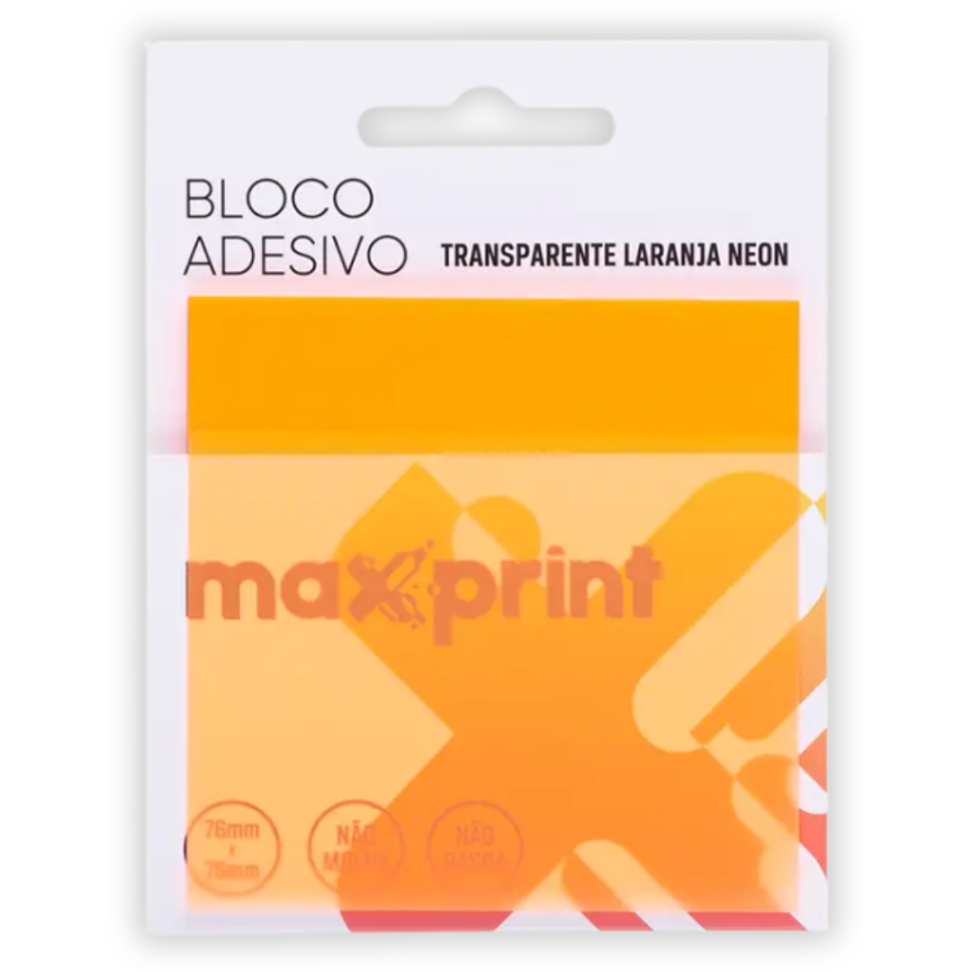 Bloco Adesivo Transparente 76mm x 76mm Neon Maxprint - #4