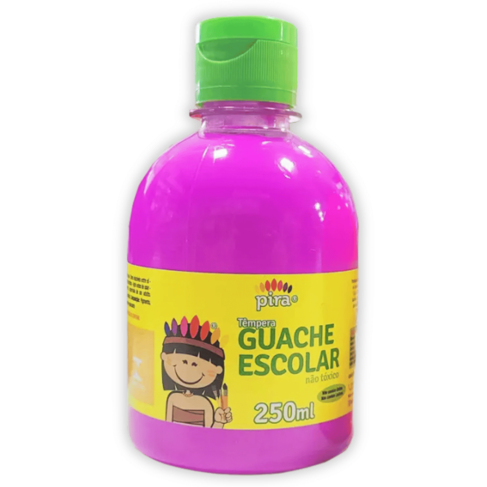 Tinta Têmpera Guache Escolar Neon 250ml Pira