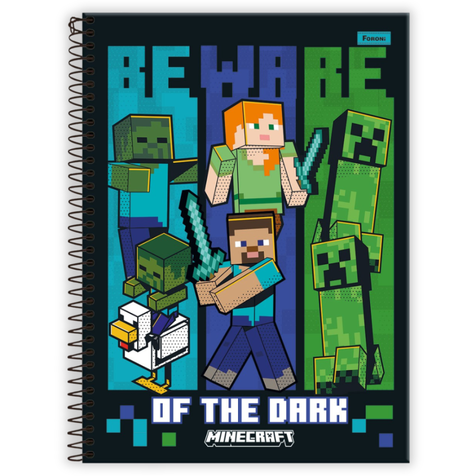 Caderno com Espiral Universitário Minecraft 1 Matéria Foroni - #1